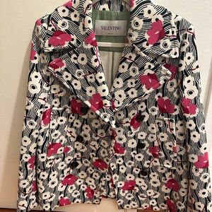 Valentino Women's Floral Jacket - Black, White, Pink